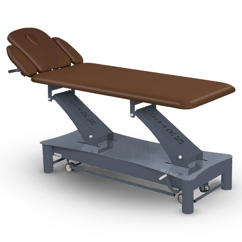 Table de massage électrique 2 plans kiné Modul Excel E3 FIRN sellerie marron chocolat