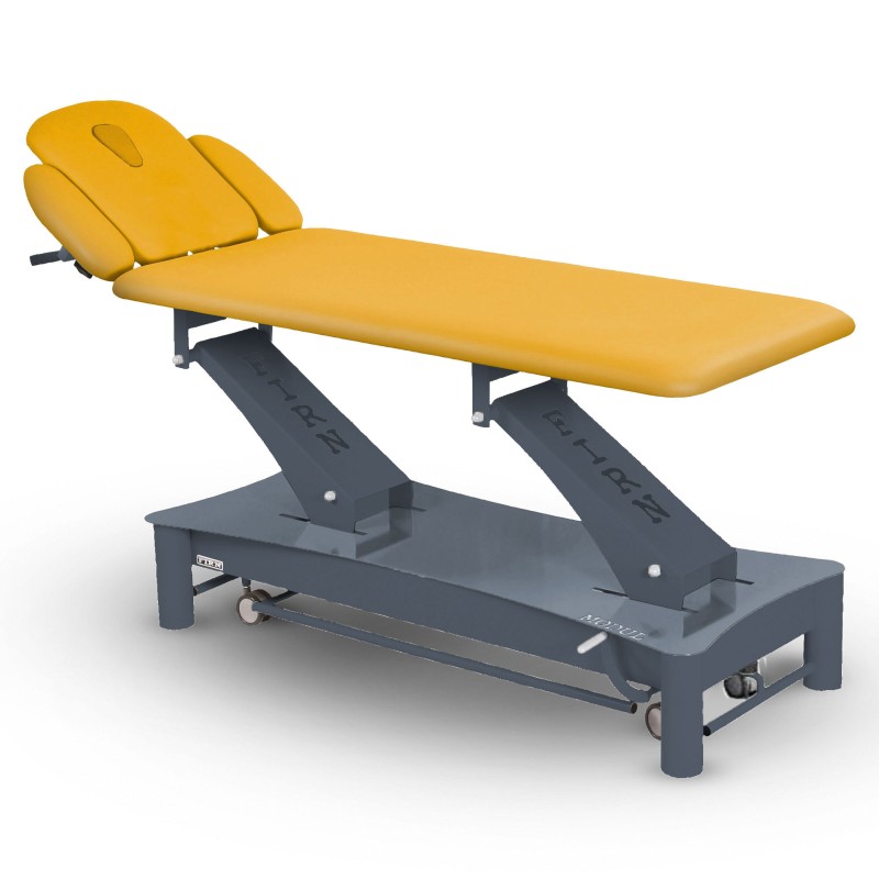 Table de massage électrique 2 plans kiné Modul Excel E3 FIRN sellerie jaune safran