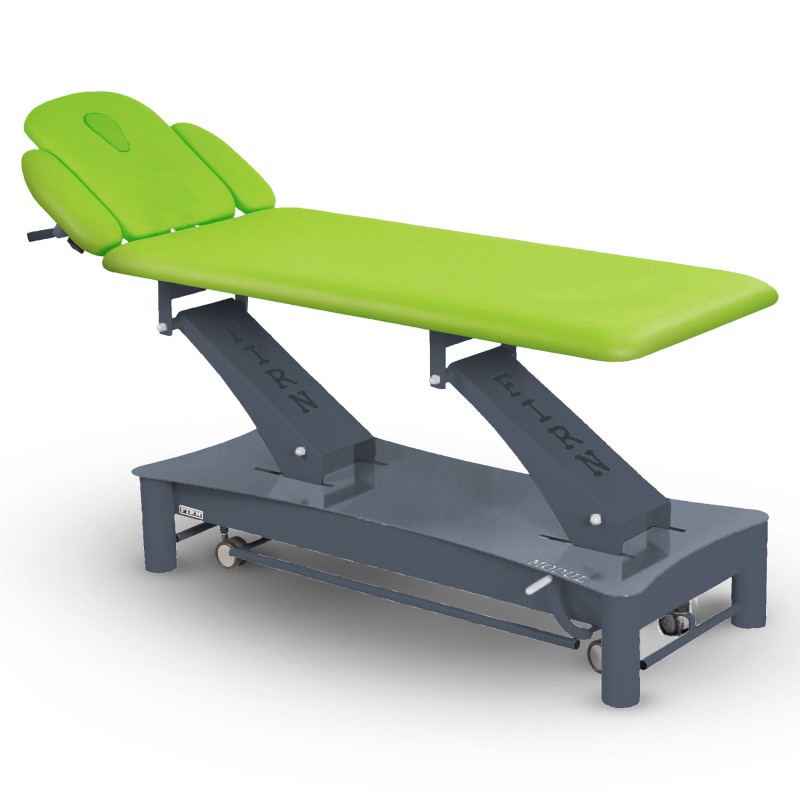 Table de massage électrique 2 plans kiné Modul Excel E3 FIRN sellerie vert anis