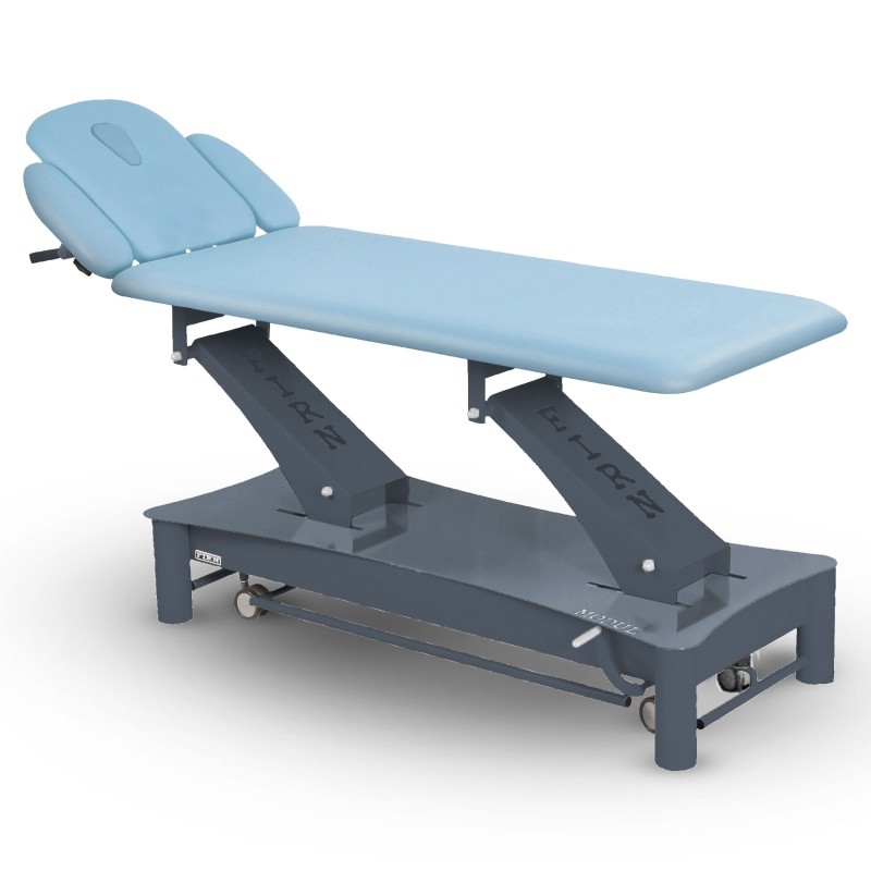 Table de massage électrique 2 plans kiné Modul Excel E3 FIRN sellerie bleu clair azur