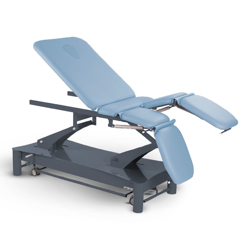 Table de massage électrique 6 plans kiné Modul Saxo FIRN sellerie bleu clair azur