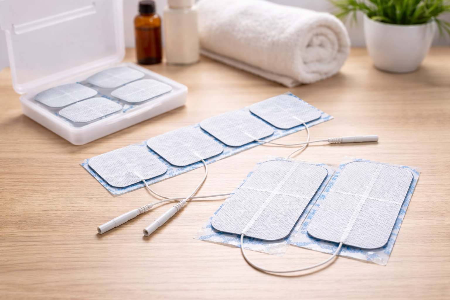 électrodes kiné autocollantes pour électrothérapie en cabinet de kinésithérapie