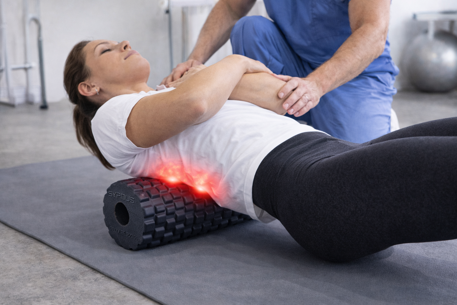 rouleau de massage pendant la séance de rééducation​