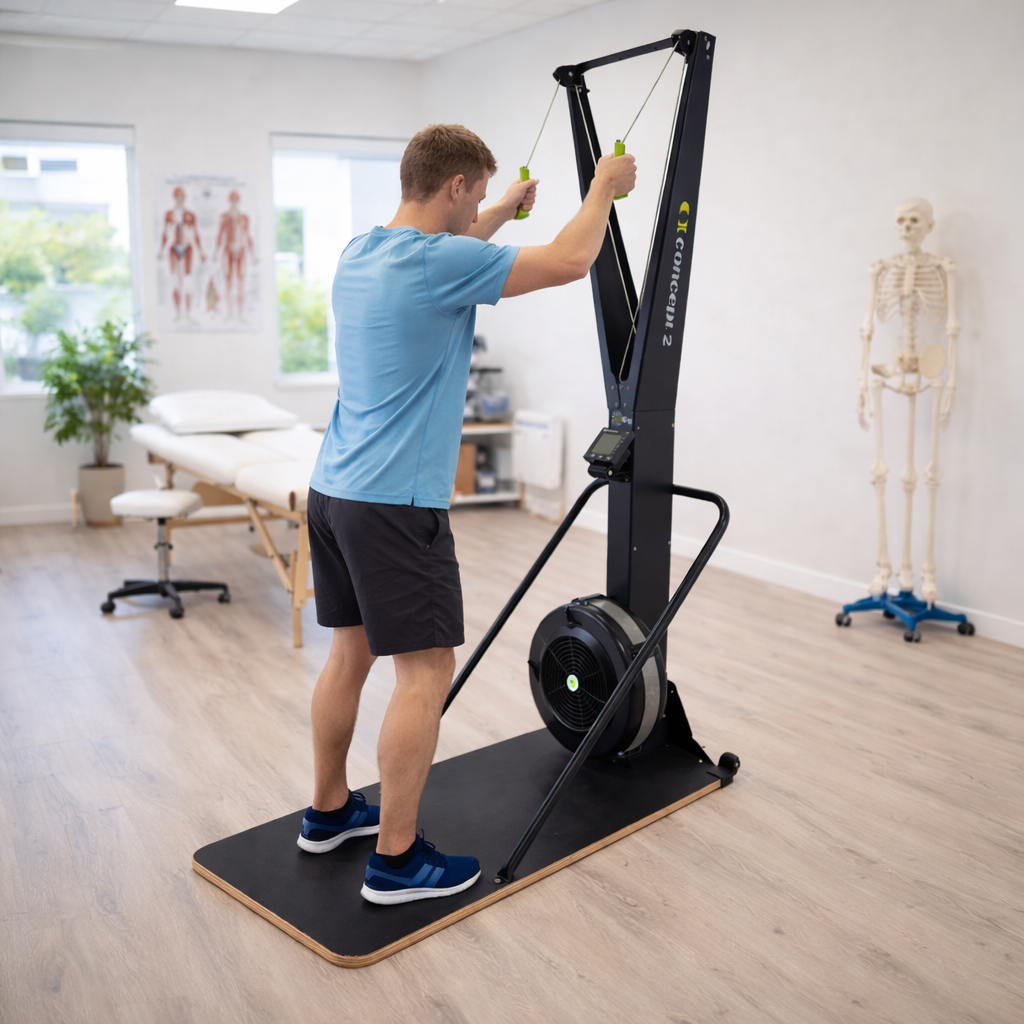Vélo de rééducation pour la réathlétisation en kinésithérapie dans un cabinet kiné