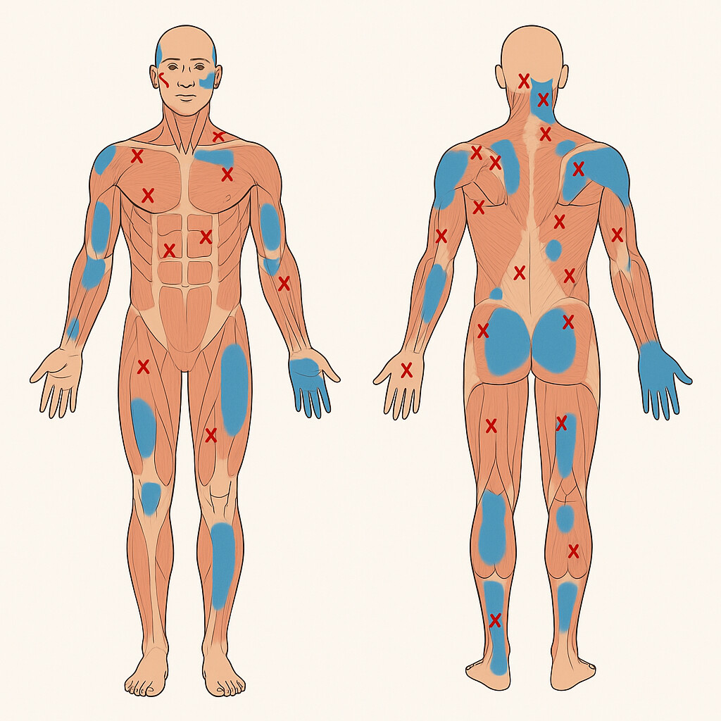 Les triggers points sur le corps humain