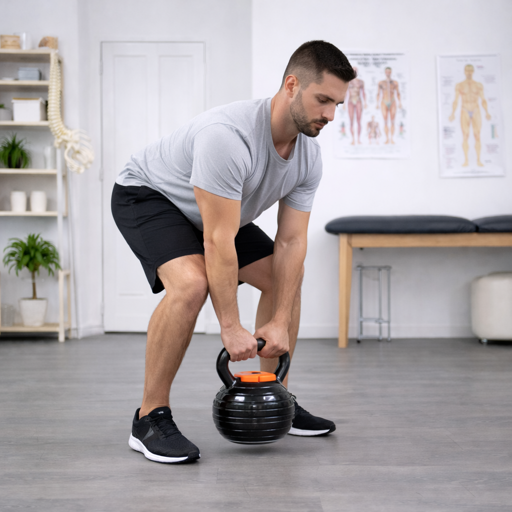 Soulevé de terre avec kettlebell à charge variable pour le travail des lombaires et des ischio-jambiers