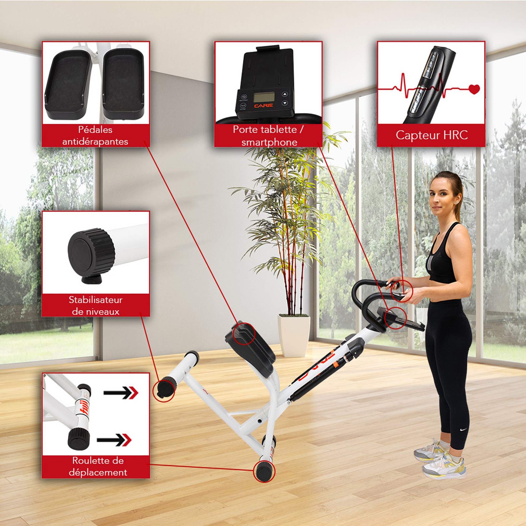 Stepper Fitness avec guidon ergonomique - écran LCD